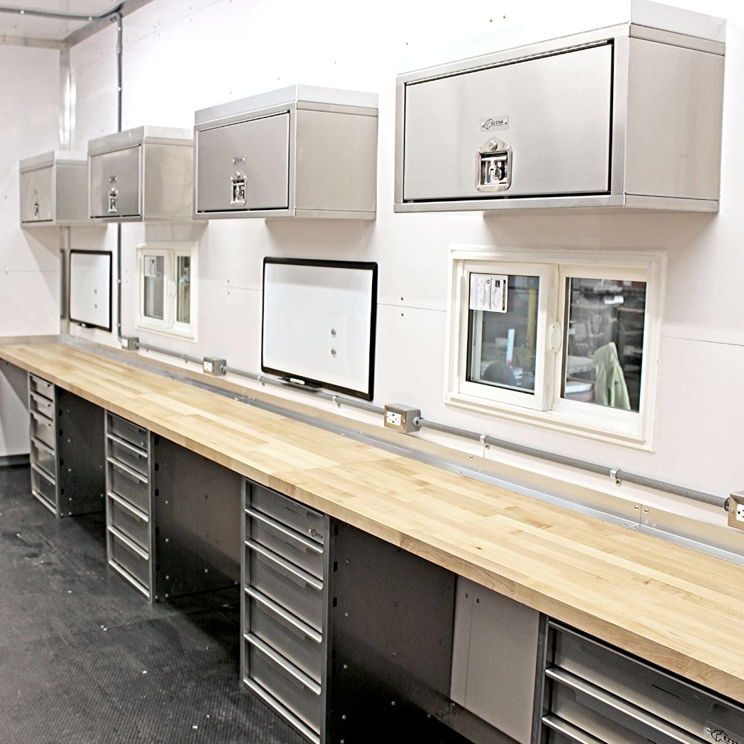 Custom Enclosed Trailers Cabinets, Cargo Trailer Shelving